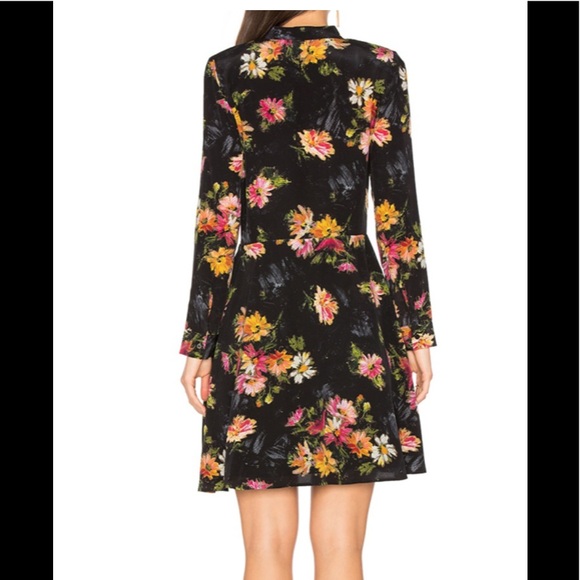 THE KOOPLES Silk Pussy Bow Secretary Tie Neck Firework Floral Mini Dress Mod - Picture 4 of 14